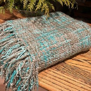 COPY - Turquoise and gray throw blanket